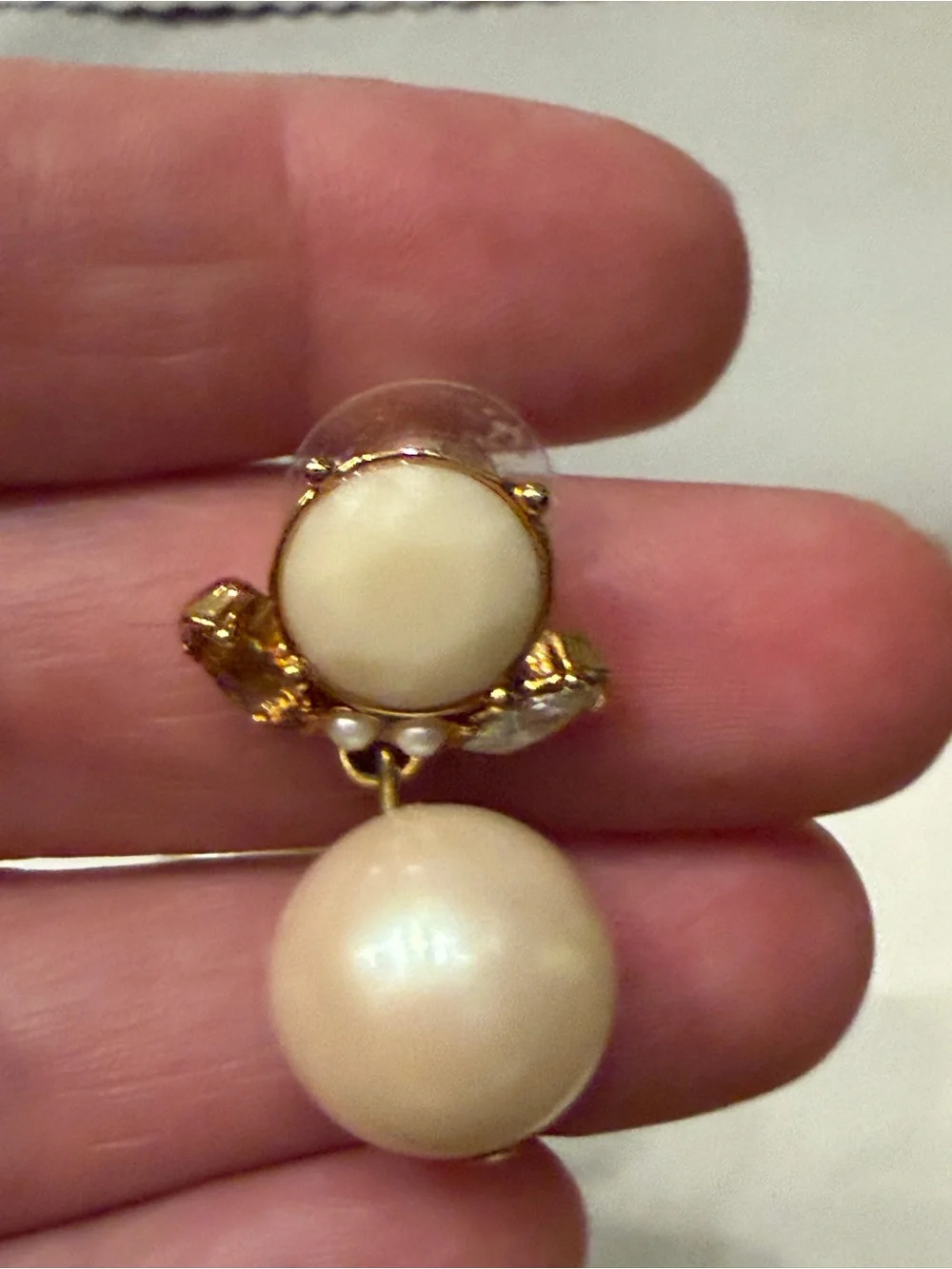 Kate Spade Gold Pearl Drop Earrings with Cream Cabochons
